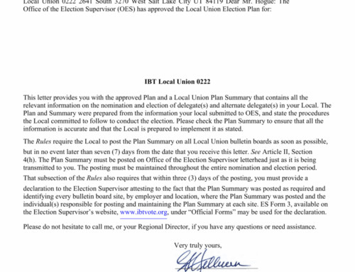 Approved Plan and Plan Summary for Delegates Election
